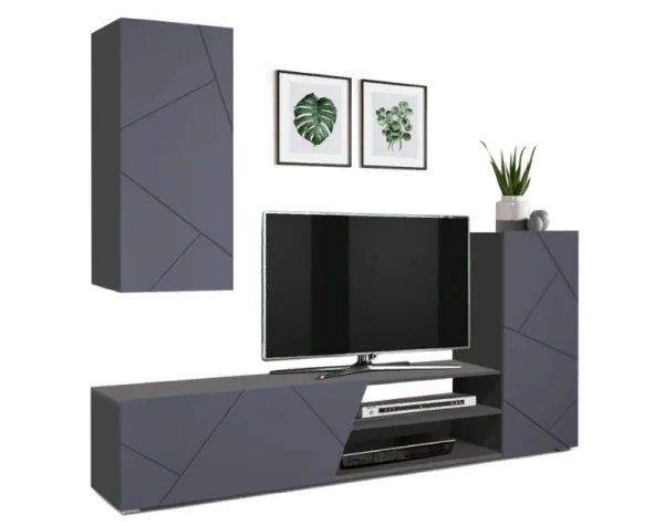 Стенка Прага-6 диамант серый/софт графит