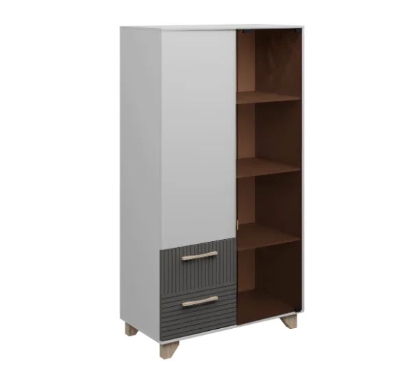 Стеллаж Копенгаген со стеклом белый/серый графит Стеллаж Копенгаген со стеклом белый/серый графит