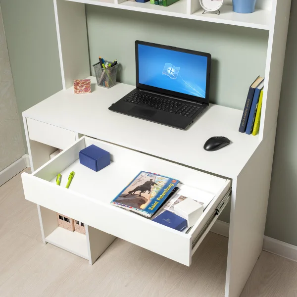 Стол компьютерный Комфорт 12.77 белый шагрень