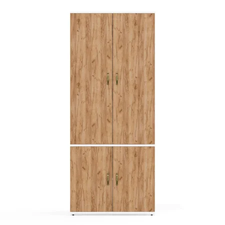 Шкаф Лидер-8 МД 19Б белый шагрень/крафт золото