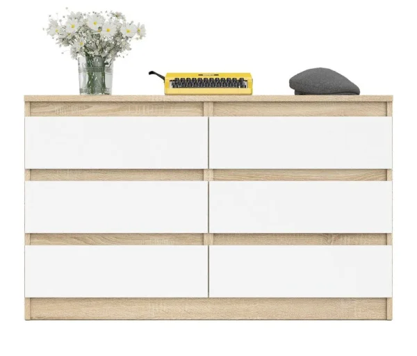 Широкий комод шесть ящиков МК 1200.6 дуб сонома/белый Широкий комод шесть ящиков МК 1200.6 дуб сонома/белый