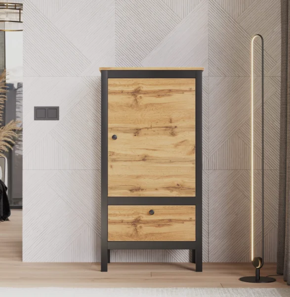 Тумба Лофт REG1D1S/60 дуб вотан/черный Тумба Лофт REG1D1S/60 дуб вотан/черный