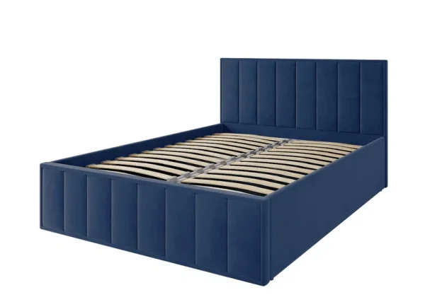 Кровать Лана 140х200 с подъемным механизмом, велюр синий софт Кровать Лана 140х200 с подъемным механизмом, велюр синий софт