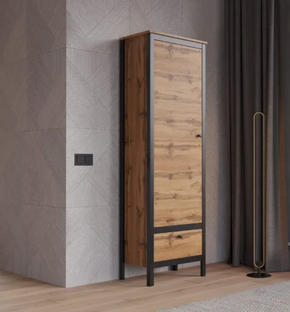 Шкаф Лофт REG1D1S дуб вотан/черный