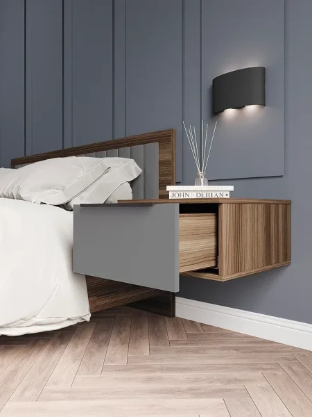 Тумба прикроватная подвесная Роза орех франклин/графит скин ройс Тумба прикроватная подвесная Роза орех франклин/графит скин ройс