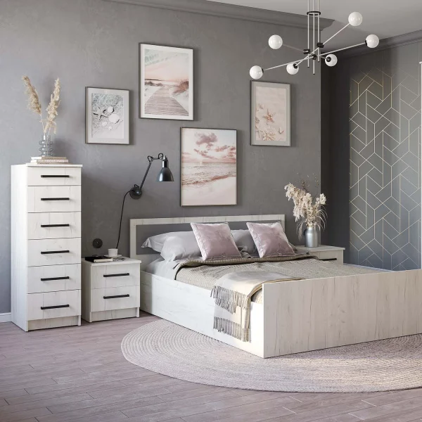 Тумба прикроватная Фиеста дуб крафт белый (2 шт)