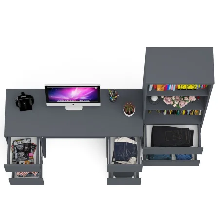 Комплект Мори Стол компьютерный МС-2 + Стеллаж МСТ 600.3 графит