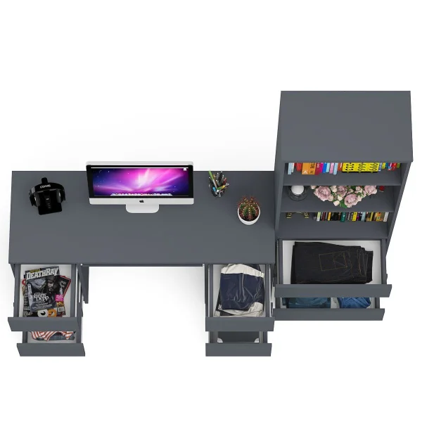 Комплект Мори Стол компьютерный МС-2 + Стеллаж МСТ 600.3 графит