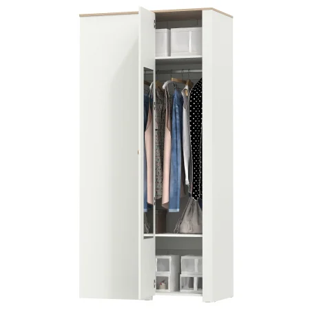 Шкаф угловой Джастин 13.229 белый шагрень/дуб белый