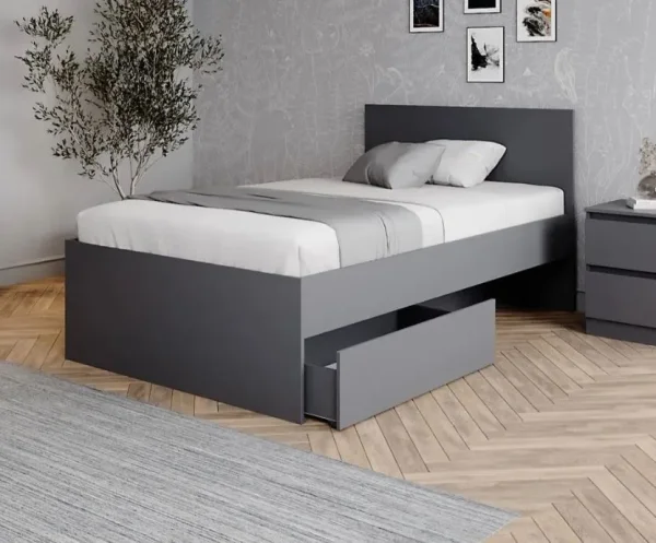 Кровать полутороспальная Мори с ящиками КРМЯ 1200.1 графит Кровать полутороспальная Мори с ящиками КРМЯ 1200.1 графит