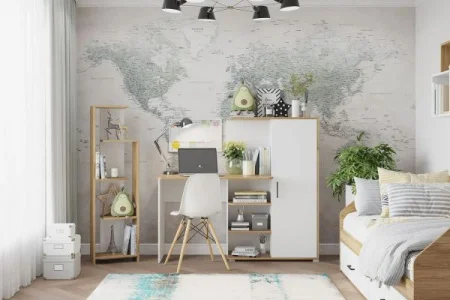 Стол компьютерный Лайт 1420 дуб крафт золотой/белый