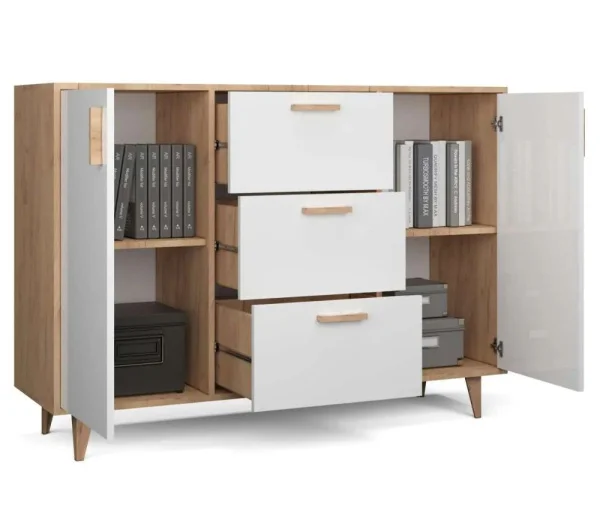 Комод Эго К-2 (НГ) дуб крафт золотой/белый глянец Комод Эго К-2 (НГ) дуб крафт золотой/белый глянец