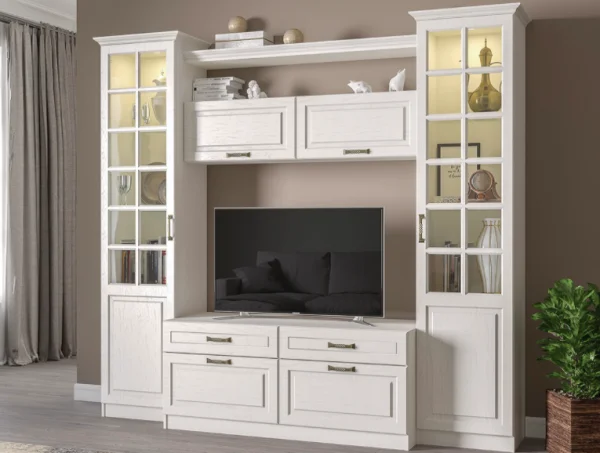 Модульная гостиная Ливерпуль ясень ваниль/белый