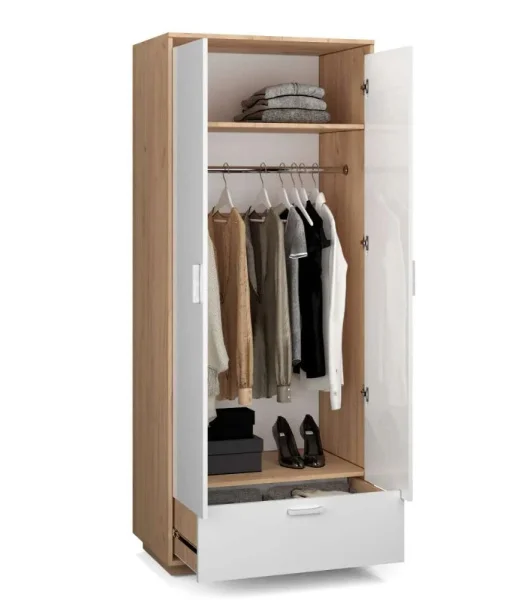 Шкаф Эго Шк-1 (ПД) дуб крафт золотой/белый глянец