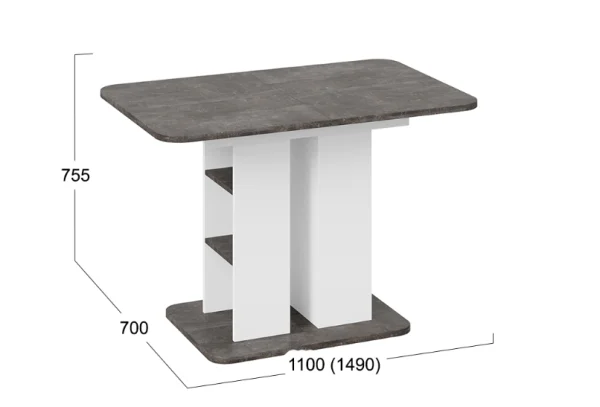 Стол обеденный Мюнхен тип 2 белый ясень/ателье темный