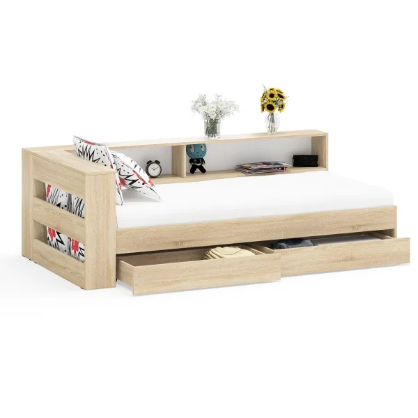Кровать с ящиками 900 с прикроватным блоком Ксения дуб сонома Кровать с ящиками 900 с прикроватным блоком Ксения дуб сонома