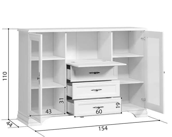 Комод-бар Кентаки KOM2W3S1B белый Комод-бар Кентаки KOM2W3S1B белый