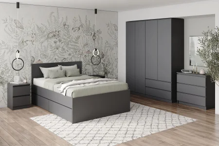 Кровать односпальная Мори с ящиками КРМЯ 900.1 графит