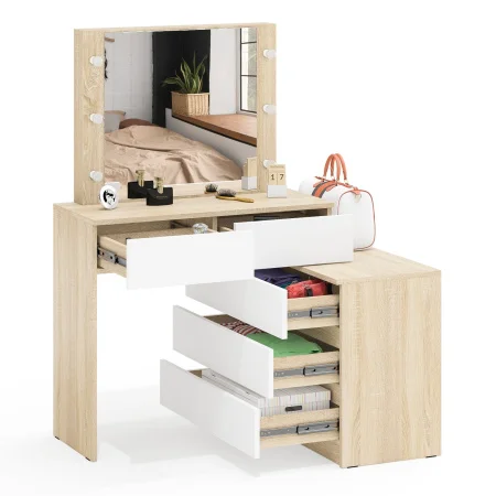 Стол косметический с подсветкой 110 дуб сонома/белый