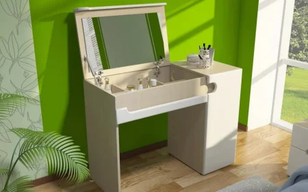 Туалетный стол Палермо-3 СТ-025 ясень шимо светлый/белый глянец