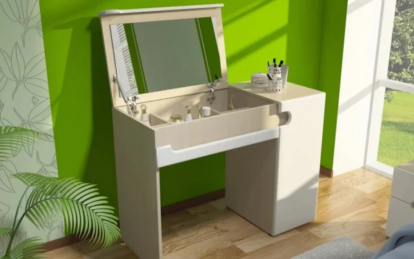 Туалетный стол Палермо-3 СТ-025 ясень шимо светлый/белый глянец Туалетный стол Палермо-3 СТ-025 ясень шимо светлый/белый глянец