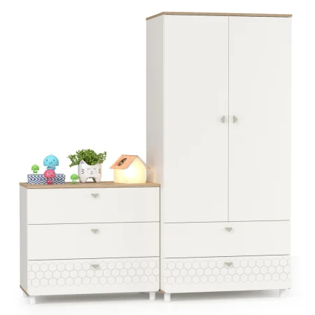 Шкаф для одежды Эйп 13.334 + Комод 13.322, цвет белый/дуб белый