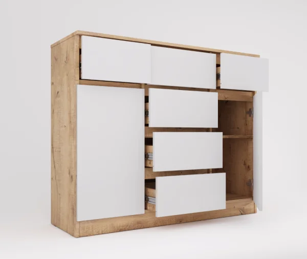 Комод Охта Лайт 1200.4 дуб вотан/белый Комод Охта Лайт 1200.4 дуб вотан/белый