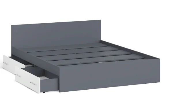 Кровать с ящиками Мори графит/белый Кровать с ящиками Мори графит/белый