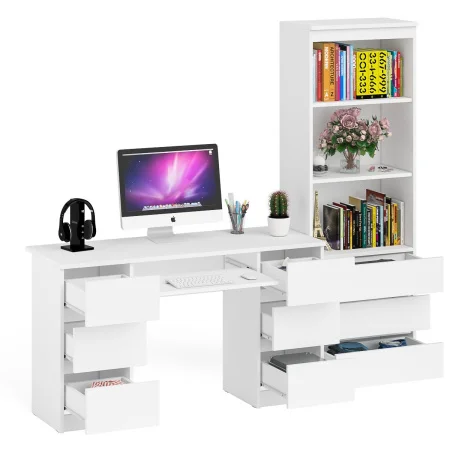 Комплект Мори Стол компьютерный МС-2 + Стеллаж МСТ 600.3 белый