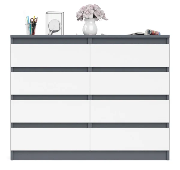 Комод восемь выдвижных ящиков МК 1200.8 графит/белый Комод восемь выдвижных ящиков МК 1200.8 графит/белый
