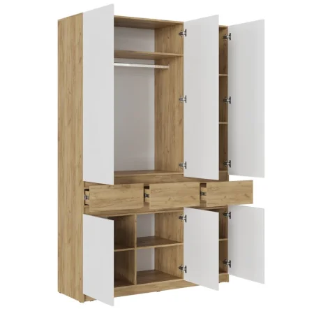 Шкаф Бостон ШК-002 дуб крафт золотой/белый глянец