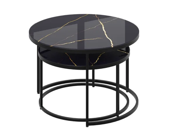 Стол журнальный Вега черный, стекло черное золото Стол журнальный Вега черный, стекло черное золото