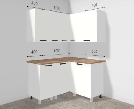 Кухонный гарнитур угловой Лаванда 1400х1200 молочный