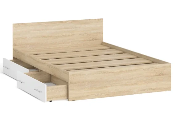 Кровать с ящиками Мори дуб сонома/белый Кровать с ящиками Мори дуб сонома/белый
