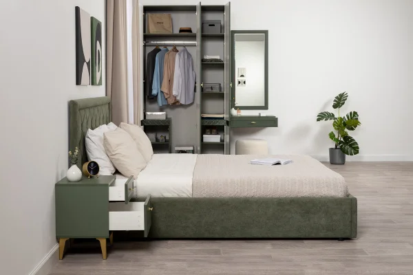 Шкаф-пенал Марион 16.340.01 дымчатый зеленый/олива шагрень