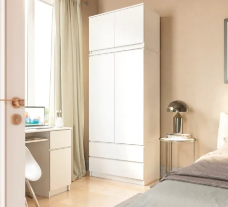 Шкаф распашной с антресолью Мори МШ 900.1+МА 900.1 белый