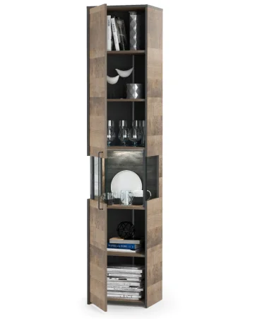 Шкаф-пенал с витриной Трувор 13.205 дуб гранж песочный/интра