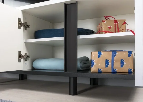 Тумба под ТВ Квадро 13.276 белый шагрень/чёрный