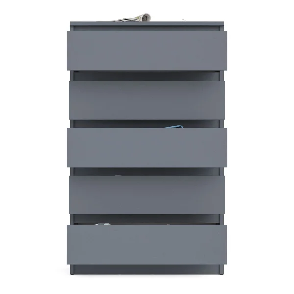 Узкий комод пять ящиков МК 700.5 графит Узкий комод пять ящиков МК 700.5 графит