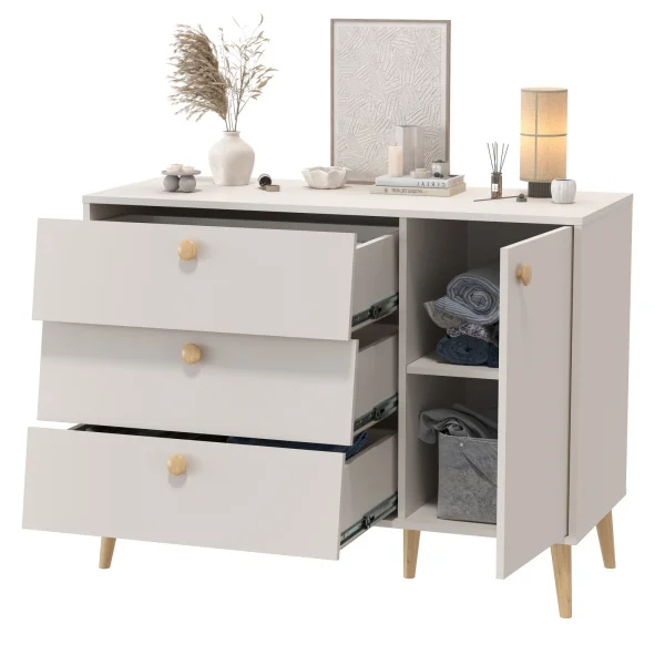 Комод с дверкой и тремя ящиками Афина 4-44901 кашемир серый Комод с дверкой и тремя ящиками Афина 4-44901 кашемир серый