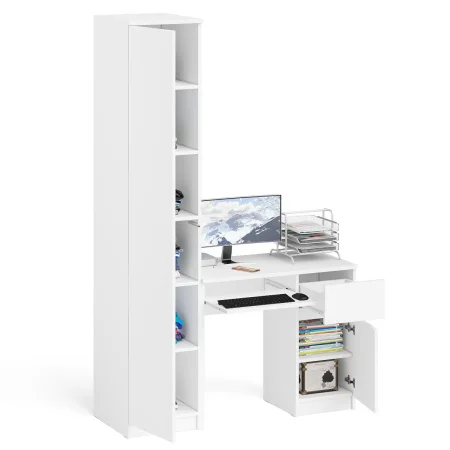 Комплект Мори Стол компьютерный МС-1 правый + Пенал МШ 400.1 белый