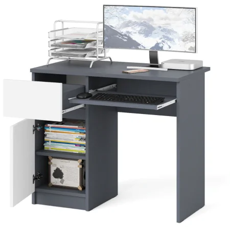 Стол компьютерный МС-1 графит/белый (левый)