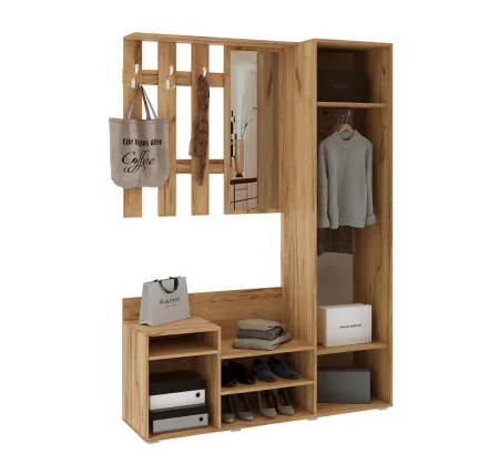 Прихожая Визит белый глянец/дуб крафт золотой Прихожая Визит белый глянец/дуб крафт золотой