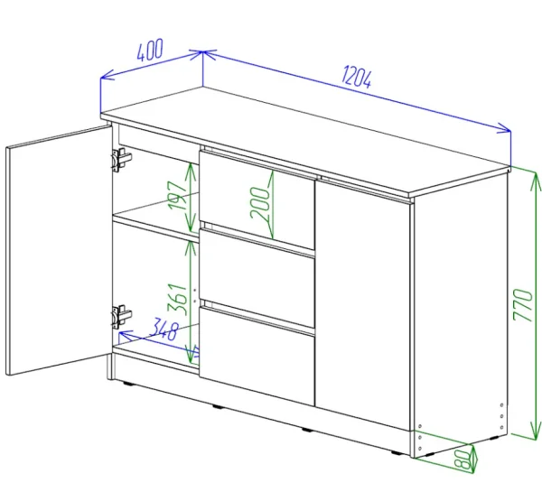 Комод Охта Лайт 1200.3 дуб вотан/белый Комод Охта Лайт 1200.3 дуб вотан/белый