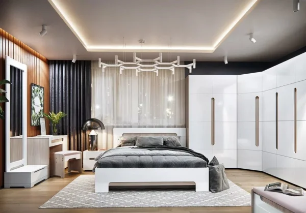 Кровать Палермо-3 ясень шимо светлый/белый глянец Кровать Палермо-3 ясень шимо светлый/белый глянец