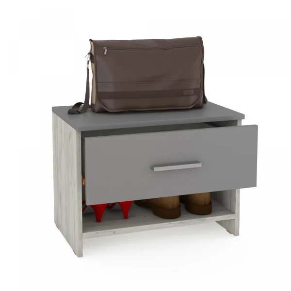 Тумба для обуви Юнона дуб белый/серый шифер Тумба для обуви Юнона дуб белый/серый шифер