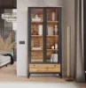 Шкаф-витрина Лофт REG2W1S дуб вотан/черный Шкаф-витрина Лофт REG2W1S дуб вотан/черный
