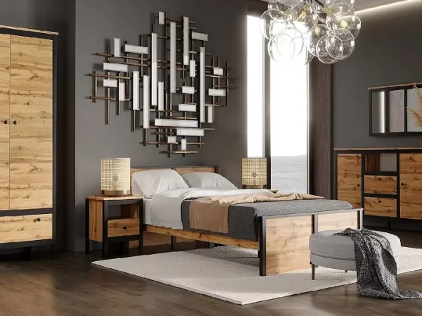 Кровать Лофт LOZ120 дуб вотан/черный Кровать Лофт LOZ120 дуб вотан/черный