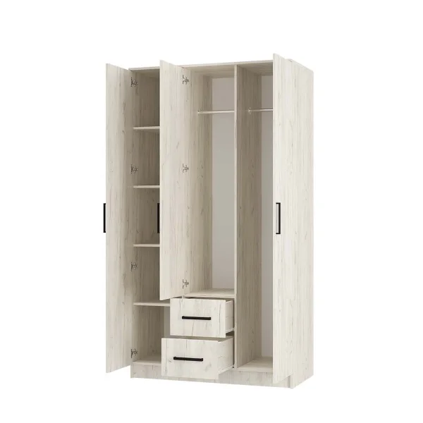 Шкаф 3-х створчатый Фиеста дуб крафт белый