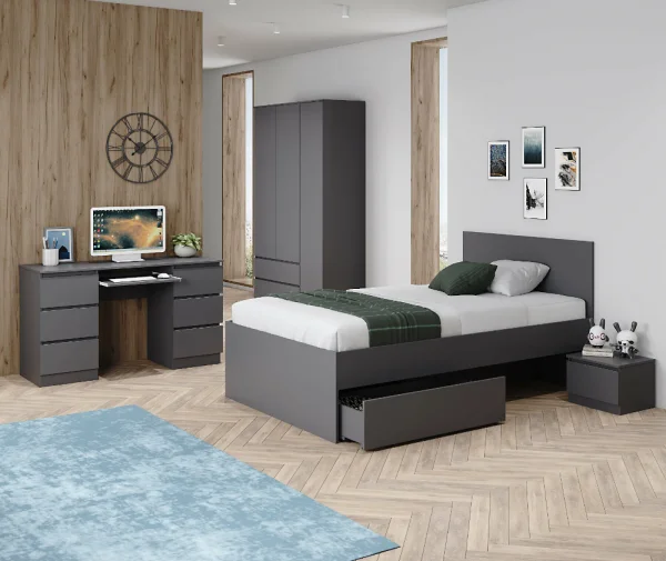 Кровать полутороспальная Мори с ящиками КРМЯ 1200.1 графит Кровать полутороспальная Мори с ящиками КРМЯ 1200.1 графит